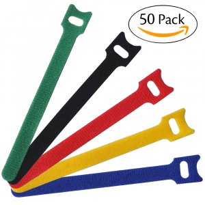 50 PCS Cable Ties Reusable Wire Organizer Management Microfiber Cloth 6-Inch, Multicolor