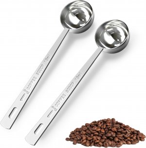 Attmu Tablespoon Measuring Spoon Set of 2, Coffee Scoop for Ground Coffee, Stainless Steel Coffee Spoons 15ml Long Handle for Coffee Tea Flour Sugar Kitchen