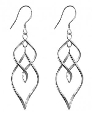 Attmu Womens Classic Double Linear Loops Design Twist Wave Earrings for Women Girls