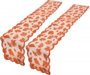 2 Pack Fall Table Runner, Thanksgiving Table Runner Table Decor for Home with Maple Leaves Lace for Fall Dinner Table Decoration(13 x 72 inches)