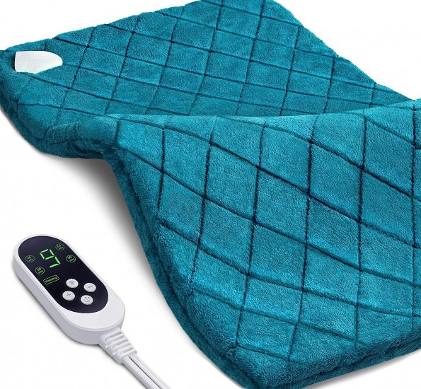 Electric Heating Pad for Back Pain Relief, Heating Pads with 4 Auto Shut Off and 9 Temperature Settings for Cramps Shoulder Neck Back(12''x24'') - Click Image to Close
