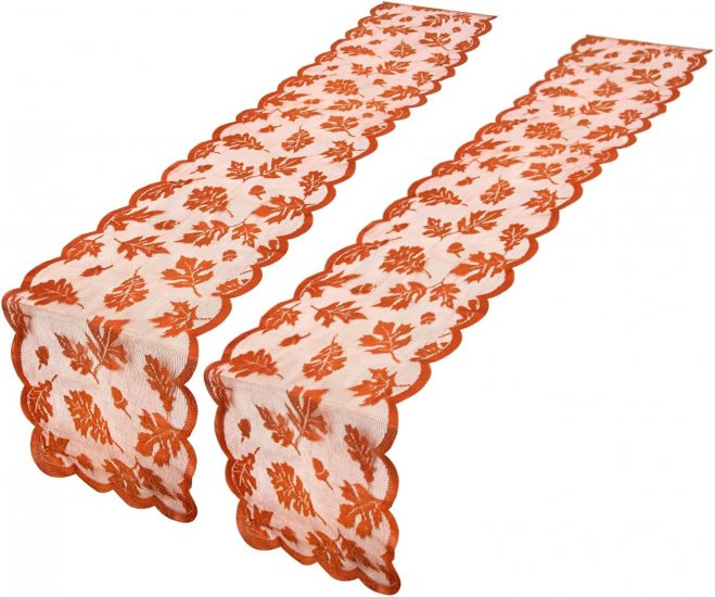 2 Pack Fall Table Runner, Thanksgiving Table Runner Table Decor for Home with Maple Leaves Lace for Fall Dinner Table Decoration(13 x 72 inches) - Click Image to Close